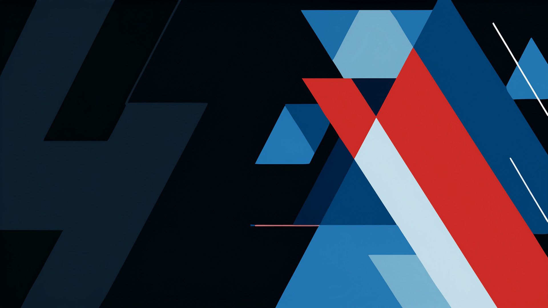 Abstrakte Formen in Schwarz, Blau und Rot